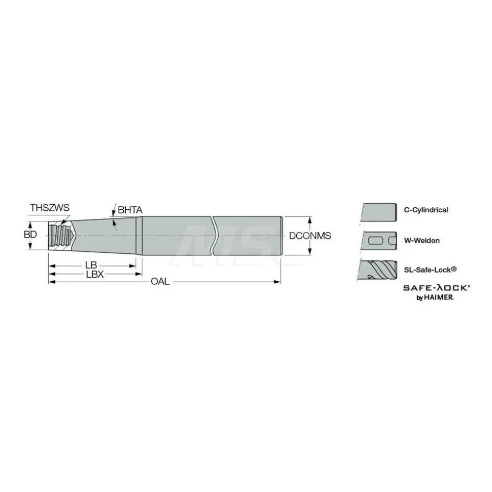 Replaceable Tip Milling Shank: Series Multimaster, 1.38" Projection, 5/8" 85 ° Shank
