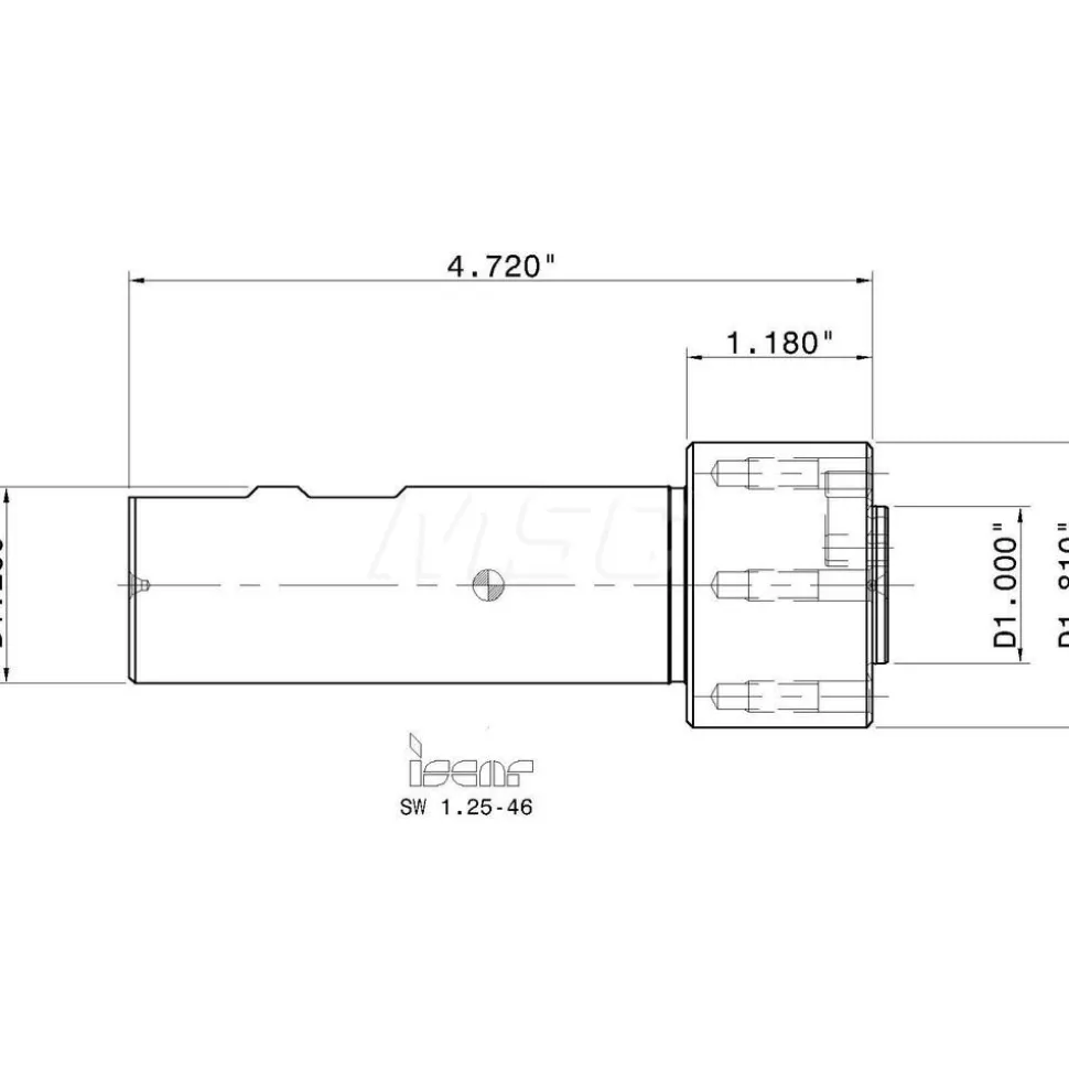 Replaceable Tip Milling Shank: Series Self-Grip, 1.18" Projection, 1-1/4" Drive Shank