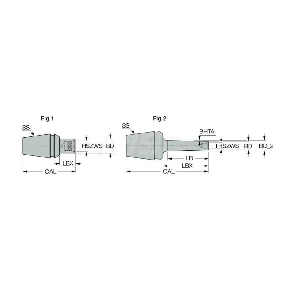 Replaceable Tip Milling Shank: Series Multimaster, 10.5 mm Projection