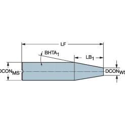 Replaceable Tip Milling Shank: Series CoroMill 316, 6-1/2" Projection, 5/8" Straight Shank
