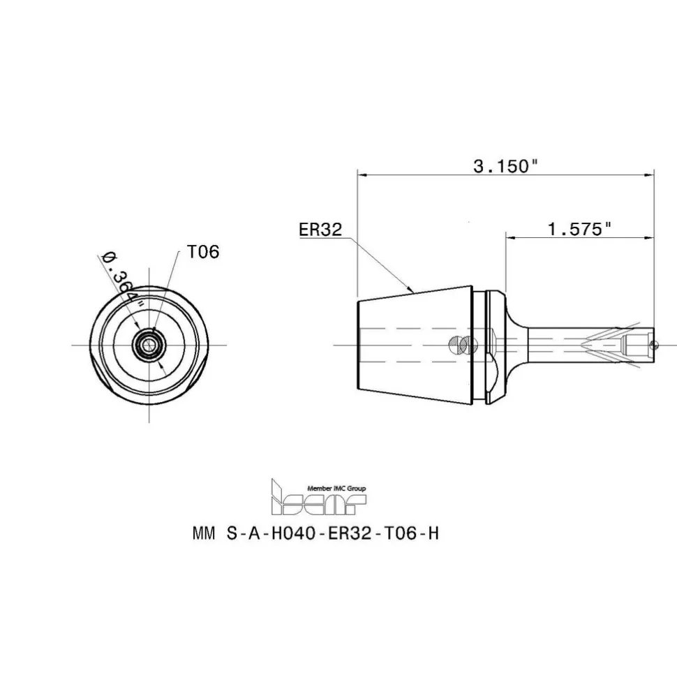 Replaceable Tip Milling Shank: Series Multimaster, 40 mm Projection