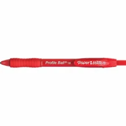 Retractable Ball Point Pen: 1 mm Tip, Red Ink