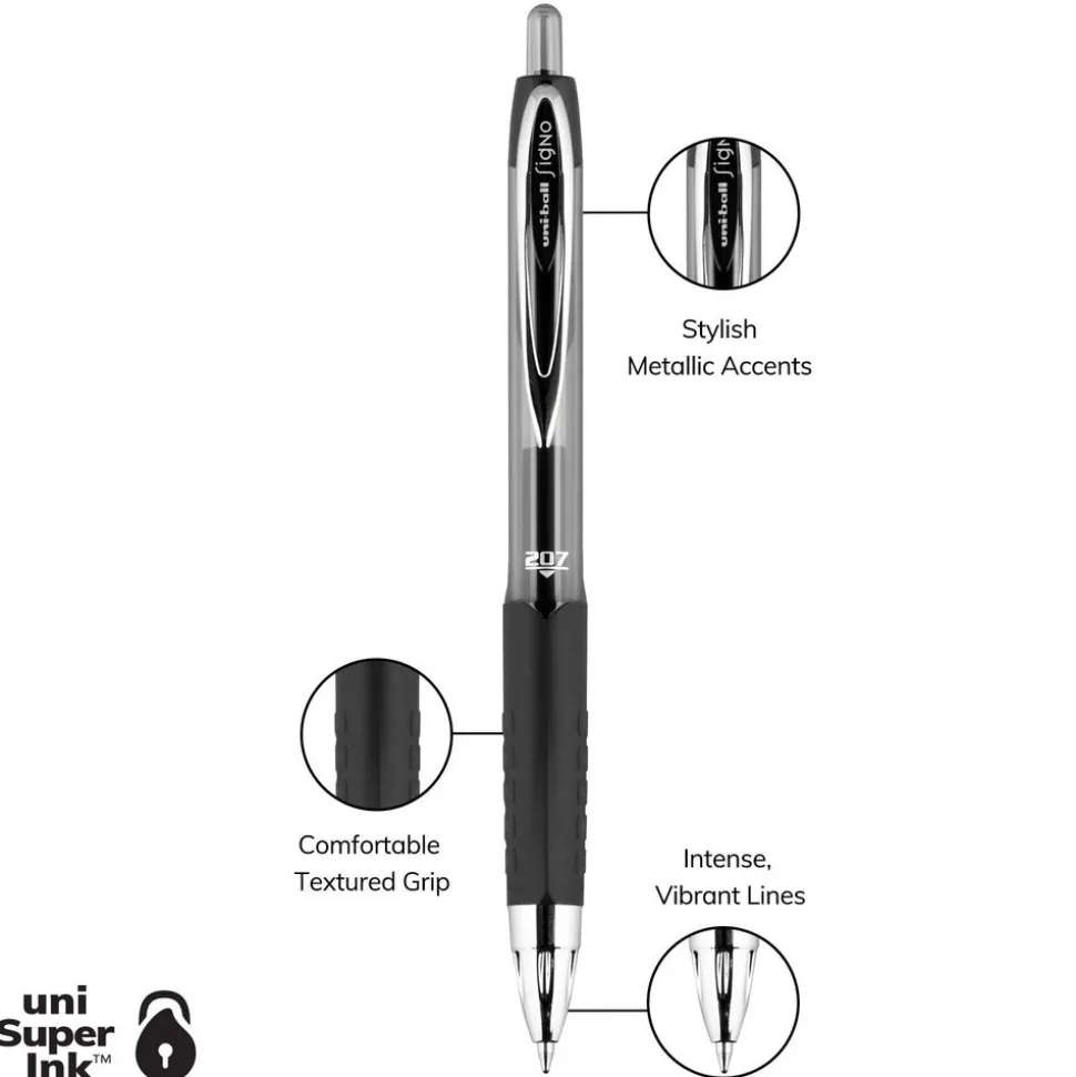 Retractable Gel Pen: 0.7 mm Tip, Black Ink