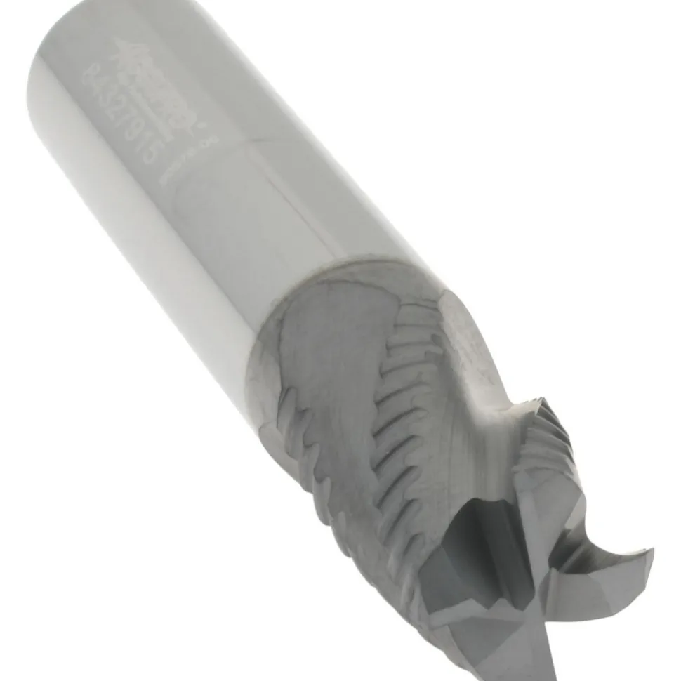 Roughing End Mill: 3/8" Dia, 4 Flute, Fine Pitch, Single End, Solid Carbide
