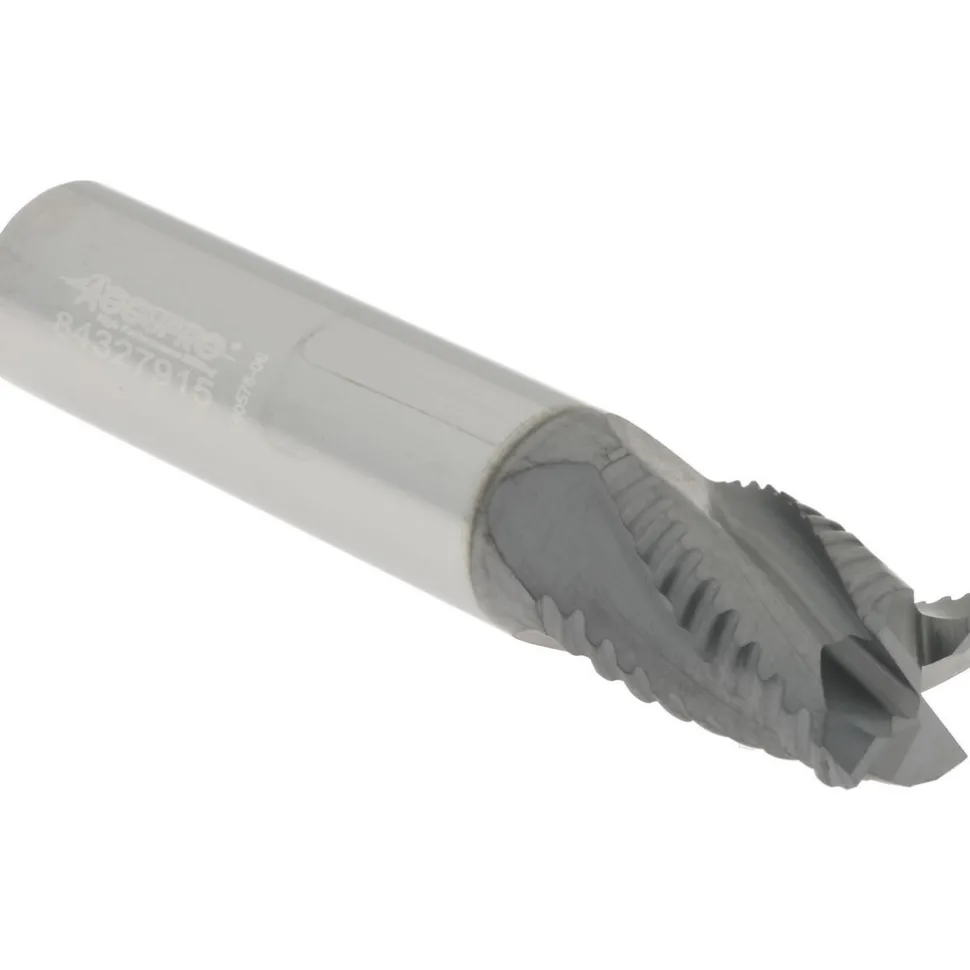 Roughing End Mill: 3/8" Dia, 4 Flute, Fine Pitch, Single End, Solid Carbide