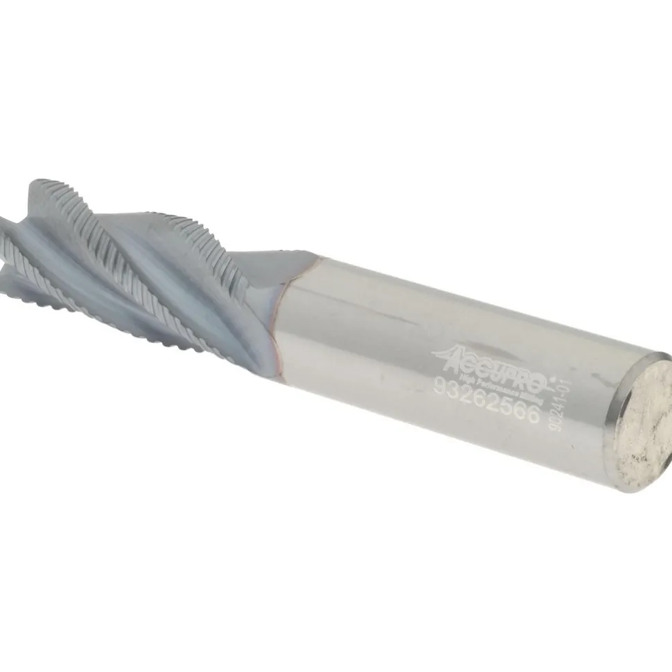 Roughing End Mill: 1/2" Dia, 4 Flute, Fine Pitch, Single End, Solid Carbide
