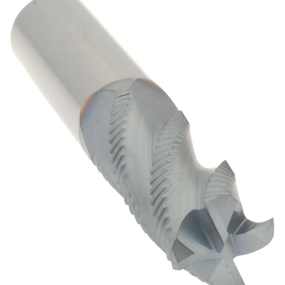 Roughing End Mill: 1/2" Dia, 4 Flute, Fine Pitch, Single End, Solid Carbide