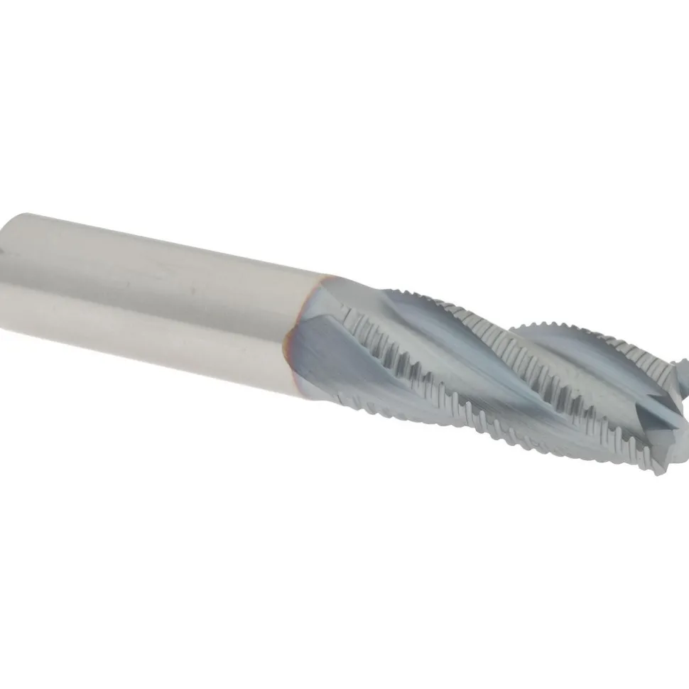 Roughing End Mill: 1/2" Dia, 4 Flute, Fine Pitch, Single End, Solid Carbide