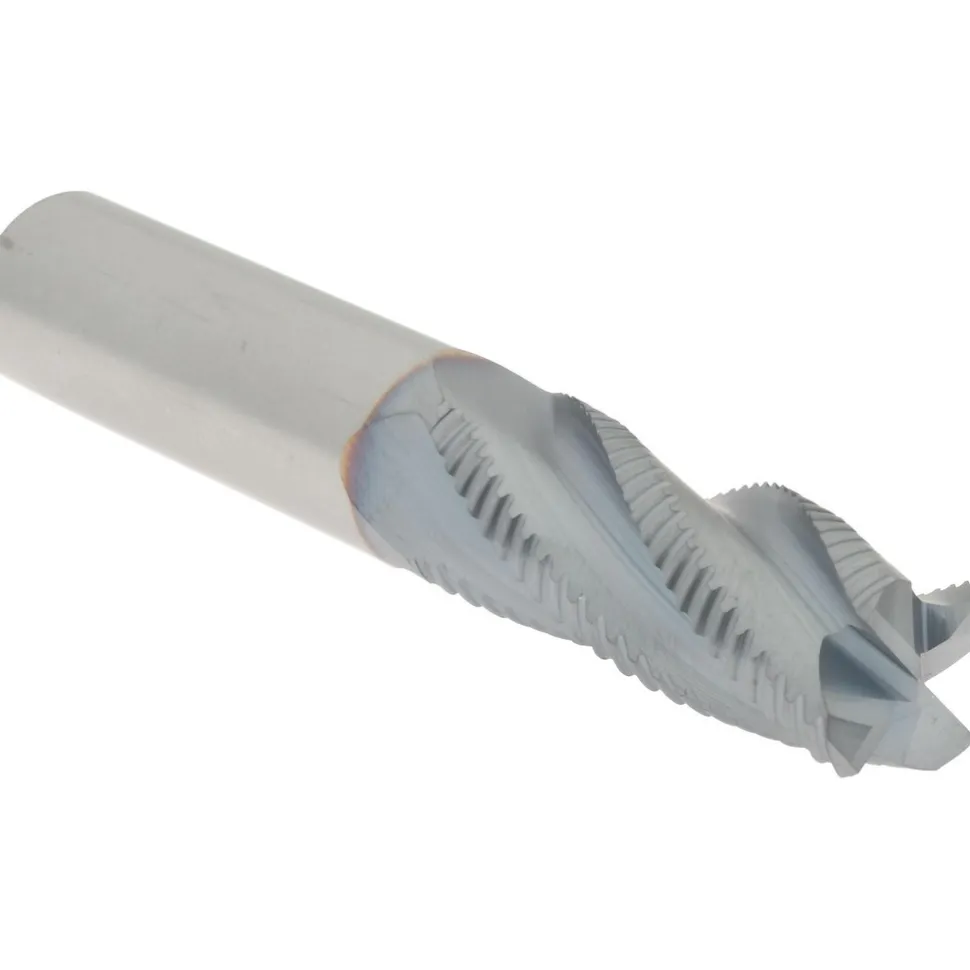 Roughing End Mill: 1/2" Dia, 4 Flute, Fine Pitch, Single End, Solid Carbide