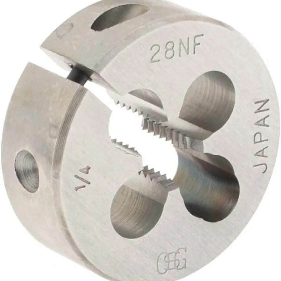 Round Die: 1/4-28, 1" OD, High-Speed Steel