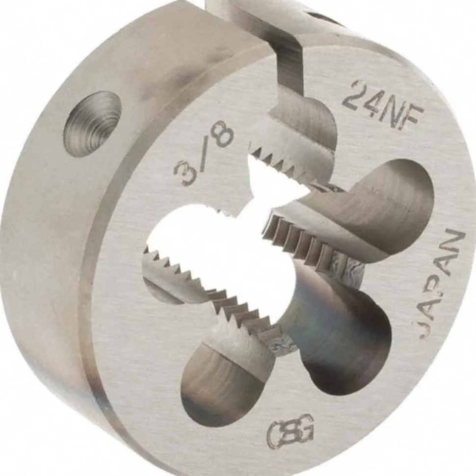 Round Die: 3/8-24, 1" OD, High-Speed Steel