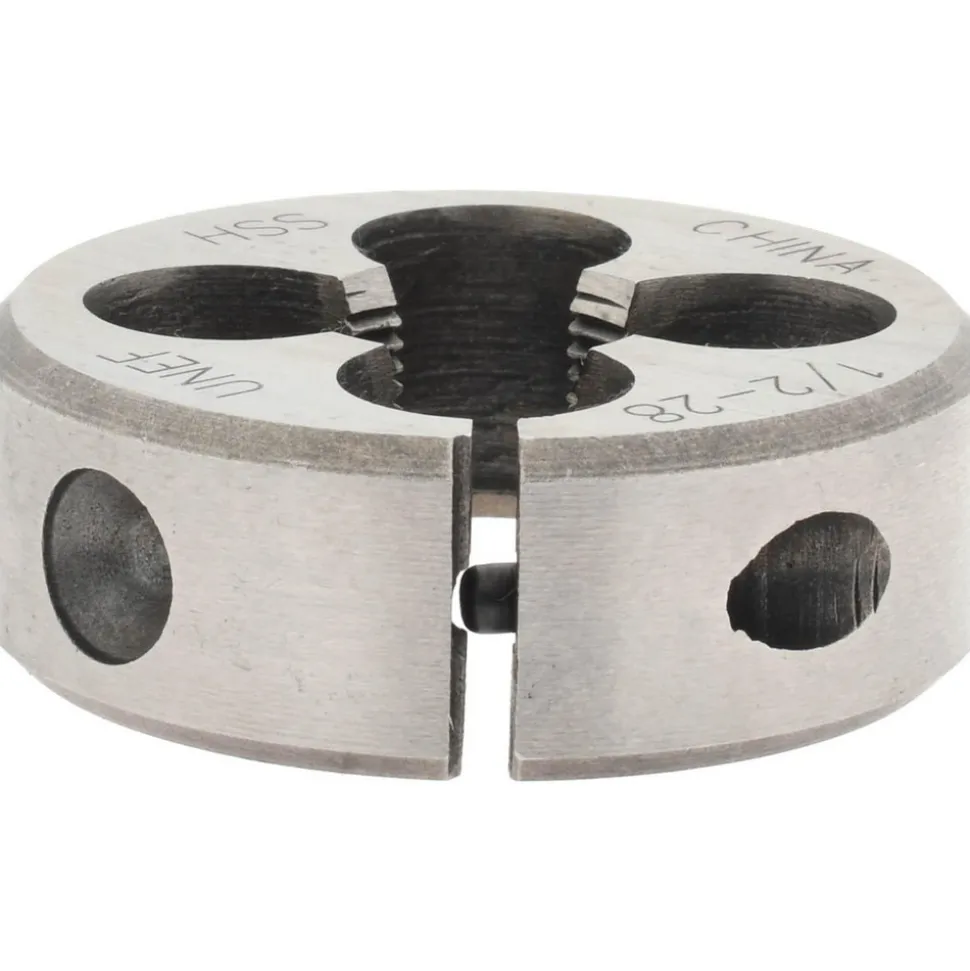Round Die: 1/2-28, 1-1/2" OD, High-Speed Steel