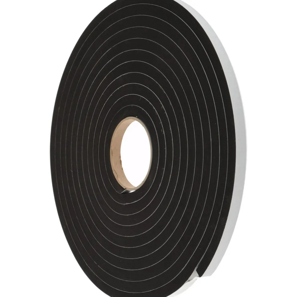Rubber Roll: Closed Cell, Neoprene Spring Blend, 1/2" Thick, 1/2" Wide, 25.000' Long, Black