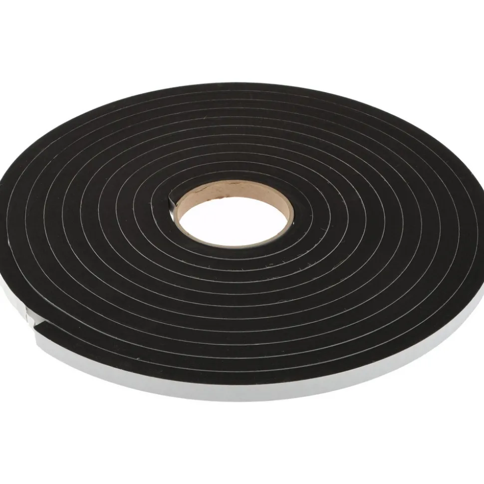 Rubber Roll: Closed Cell, Neoprene Spring Blend, 1/2" Thick, 1/2" Wide, 25.000' Long, Black