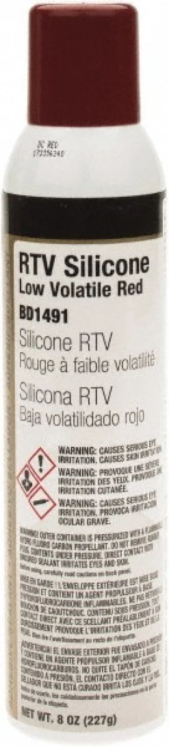 Sealant: 8 oz Aerosol, Red, RTV Silicone