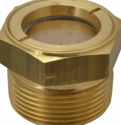 1-1/8" Sight Dia, 1-1/4" Thread, 1.44" OAL, Low Pressure Pipe Thread Lube Sight, Open View Sight Glass & Flow Sight
