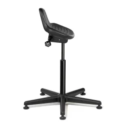Sit-Stand Stool: Polyurethane, 17-1/2" Seat Width, 9" Seat Depth, Black