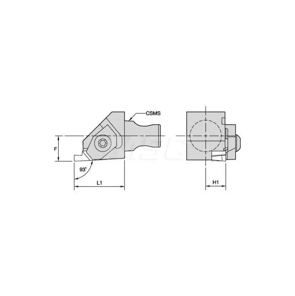 Size KM16, 19.99mm Head Length, 0.394" Ctr to Cutting Edge, Right Hand Internal Modular Threading Cutting Unit Head