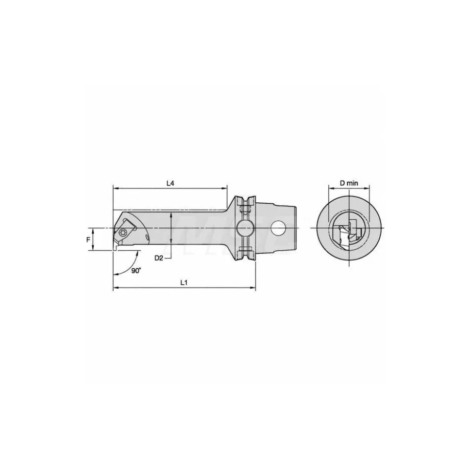 Size KM40TS, 70mm Head Length, 17mm Ctr to Cutting Edge, Left Hand Internal Modular Threading Cutting Unit Head