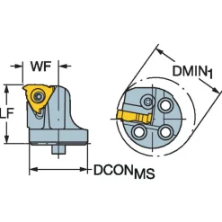 Size SL40, 32mm Head Length, 26.9mm Ctr to Cutting Edge, Right Hand Internal Modular Threading Cutting Unit Head