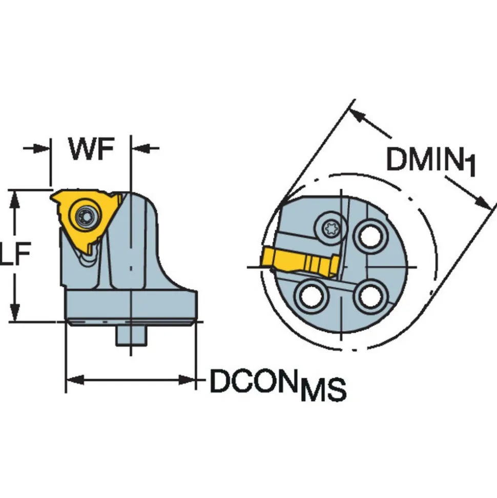 Size SL40, 32mm Head Length, 26.9mm Ctr to Cutting Edge, Right Hand Internal Modular Threading Cutting Unit Head