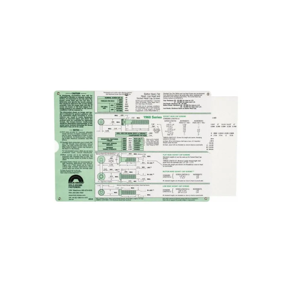 Slide Chart: Socket Screw Selector - Inch