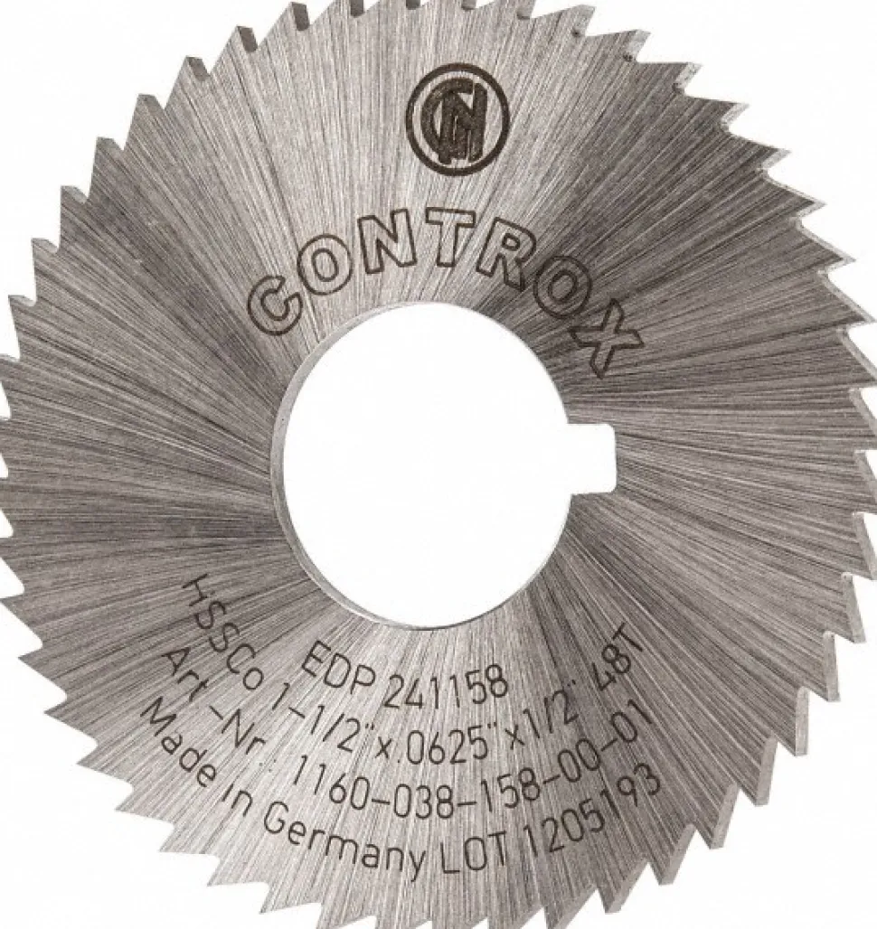 Slitting & Slotting Saw: 1-1/2" Dia, 1/16" Thick, 1/2" Arbor Hole, 48 Teeth, Cobalt