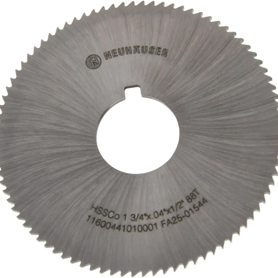 Slitting & Slotting Saw: 1-3/4" Dia, 0.0400" Thick, 1/2" Arbor Hole, 90 Teeth, Cobalt