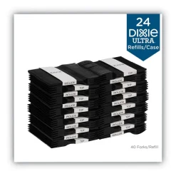 SmartStock Plastic Cutlery Refill, Forks, 6", Black, 40/Pack, 24 Packs/CT