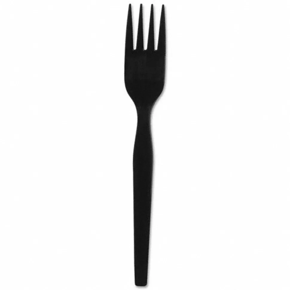 SmartStock Plastic Cutlery Refill, Forks, 6", Black, 40/Pack, 24 Packs/CT