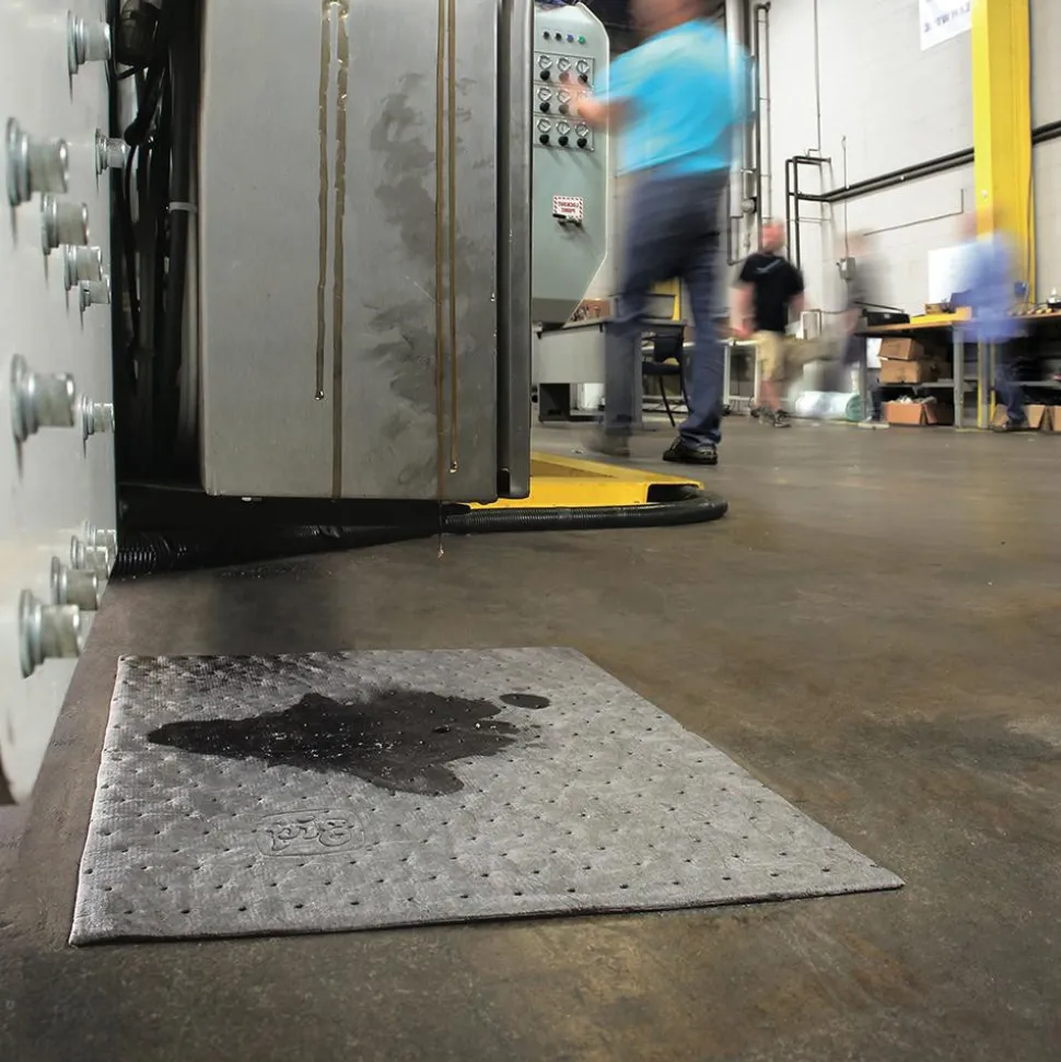 Sorbent Mat: For Any Liquid, Heavy Weight, 15.0000 Weight, 22 gal, Gray, Perforated