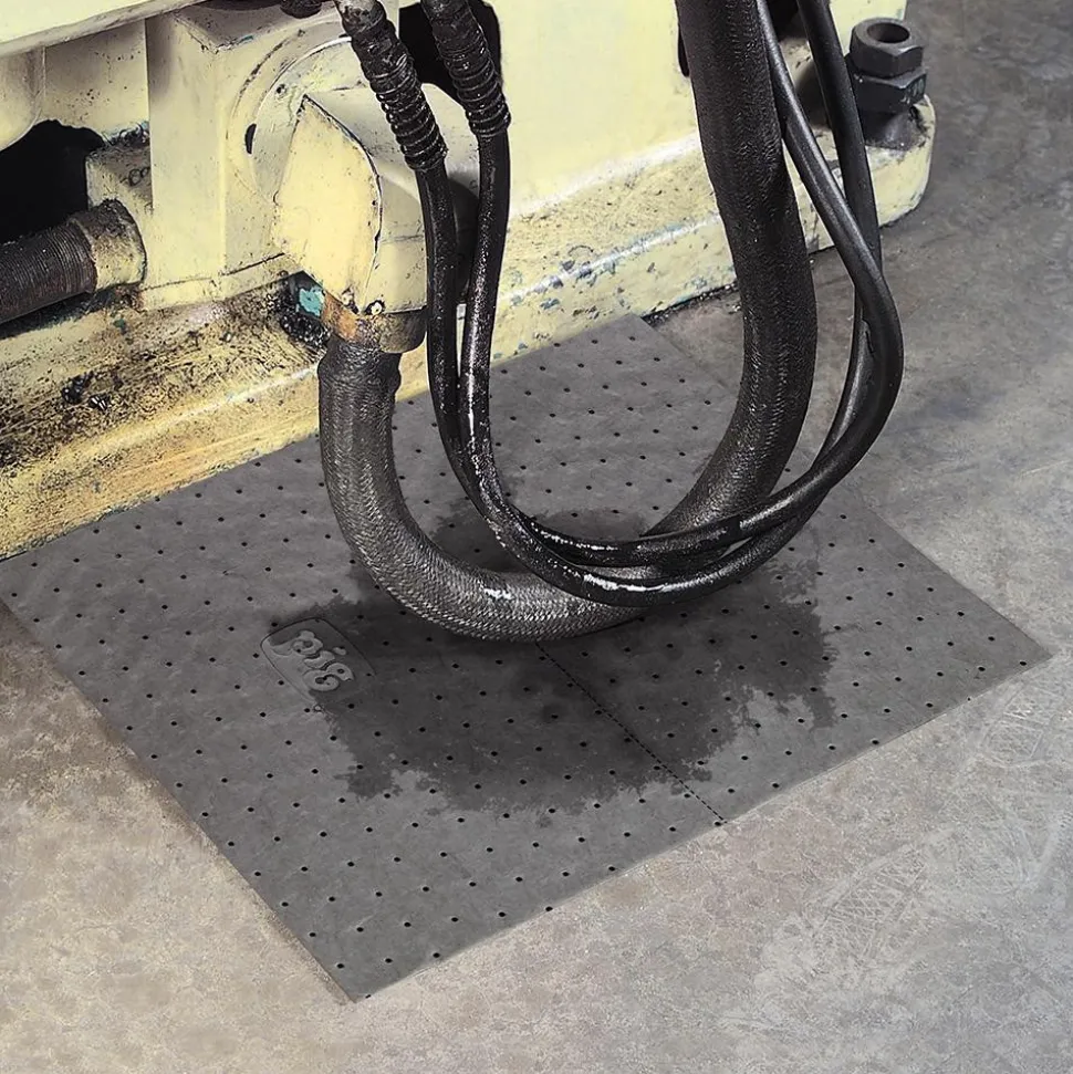 Sorbent Mat: For Oils, Coolants, Solvents, Water & Universal Use, Heavy Weight, 20" Long, 15.0000" Wide, 22 gal, Gray, Perforated