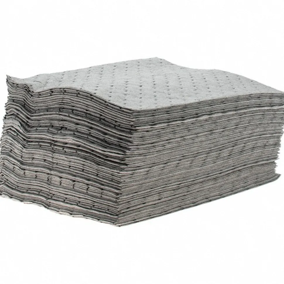 Sorbent Pads: For Universal Use, 15.0000" Wide, 17" Long, 20.5 gal, Gray