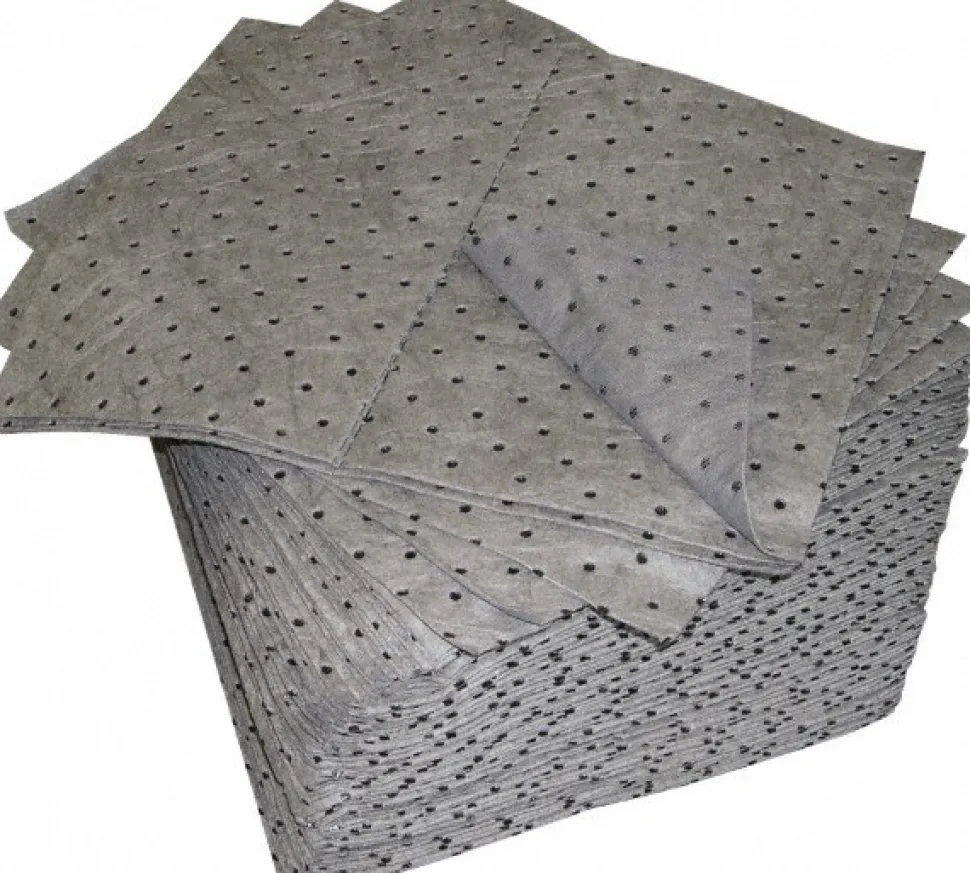 Sorbent Pads: For Universal Use, 15.0000" Wide, 19" Long, 20 gal, Gray