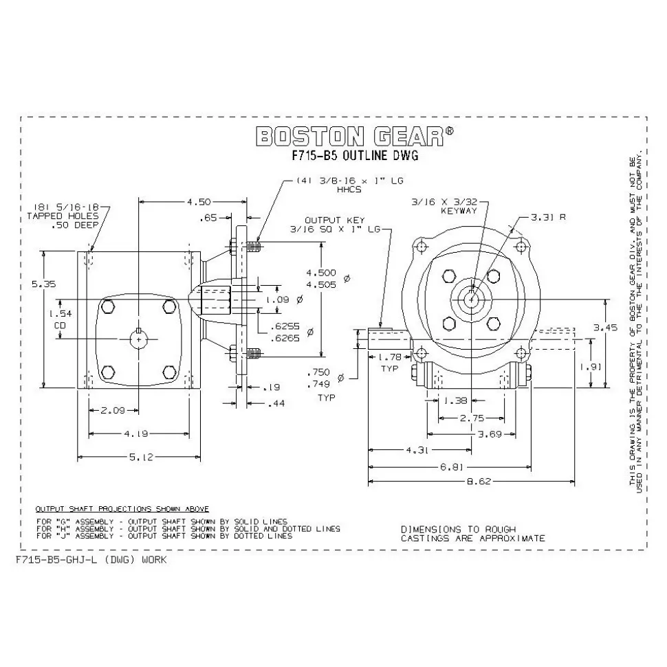 Speed Reducer: Quill, 1.54" Center to Center Shaft, 5:1, 1.72 hp Max Input, Worm Gear