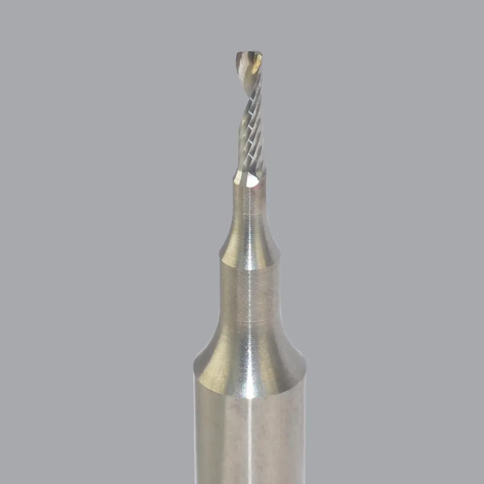 Spiral Router Bit: 1/16" Dia, 1/4" LOC, 1/4" Shank Dia, 1 Flute, Upcut