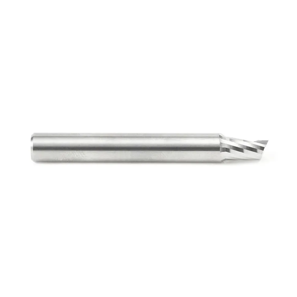 Spiral Router Bit: 1/4" Dia, 3/8" LOC, 1/4" Shank Dia, 1 Flute, Upcut