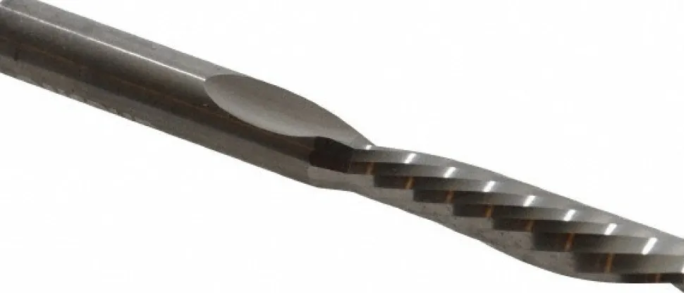 Spiral Router Bit: 3/8" Dia, 1-5/8" LOC, 3/8" Shank Dia, 1 Flute, Downcut