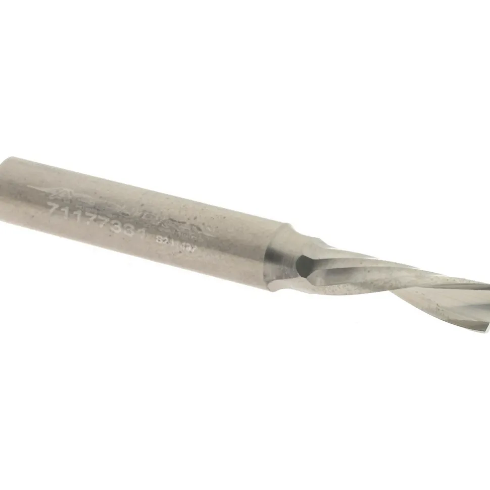 Spiral Router Bit: 3/16" Dia, 5/8" LOC, 1/4" Shank Dia, 1 Flute, Downcut