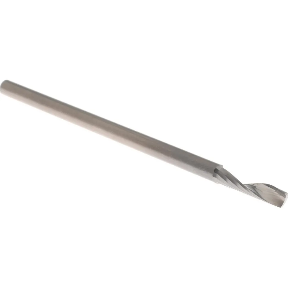 Spiral Router Bit: 3.00 mm Dia, 12.00 mm LOC, 3.00 mm Shank Dia, 1 Flute, Upcut