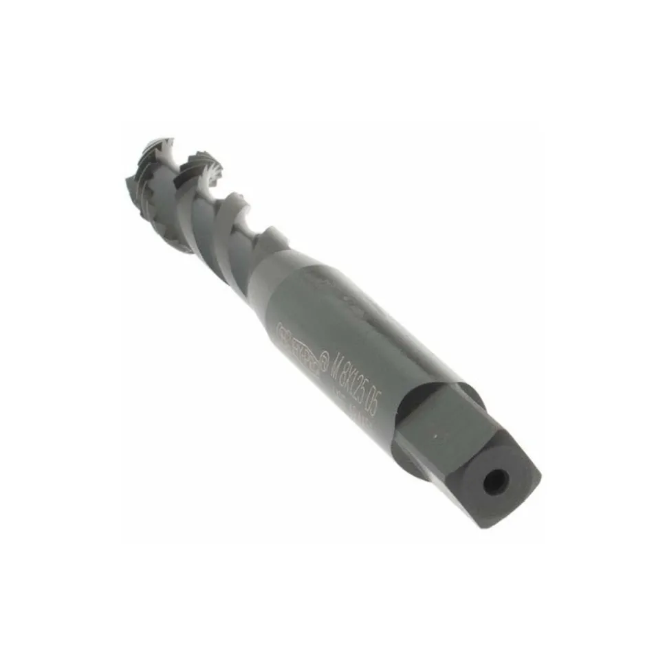 Spiral Flute Tap: M8x1.25, Metric Coarse, 3 Flute, Modified Bottoming Chamfer, 6H Class of Fit, Vanadium High-Speed Steel, Oxide Finish