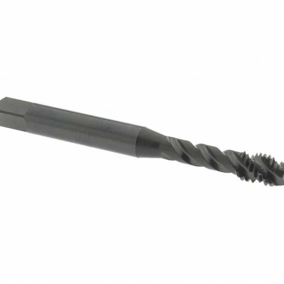 Spiral Flute Tap: M6x1, Metric Coarse, 3 Flute, Modified Bottoming Chamfer, 6H Class of Fit, Vanadium High-Speed Steel, Oxide Finish