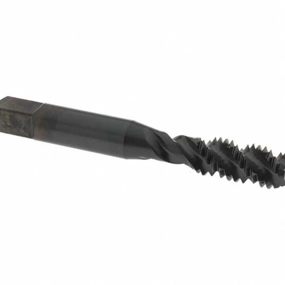 Spiral Flute Tap: 3/8-16, UNC, 3 Flute, Bottoming Chamfer, 2B Class of Fit, High-Speed Steel, Oxide Finish