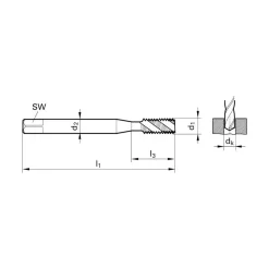 Spiral Flute Tap: 1/4-20, UNC, 3 Flute, Modified Bottoming Chamfer, 2B/3B Class of Fit, Cobalt, Proprietary Finish