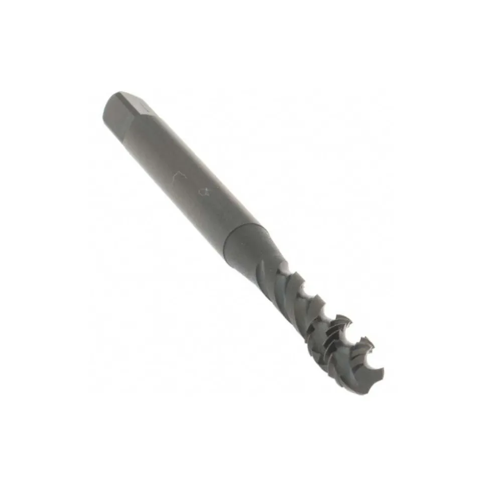 Spiral Flute Tap: #8-32, UNC, 3 Flute, Modified Bottoming Chamfer, 2B Class of Fit, Vanadium High-Speed Steel, Oxide Finish