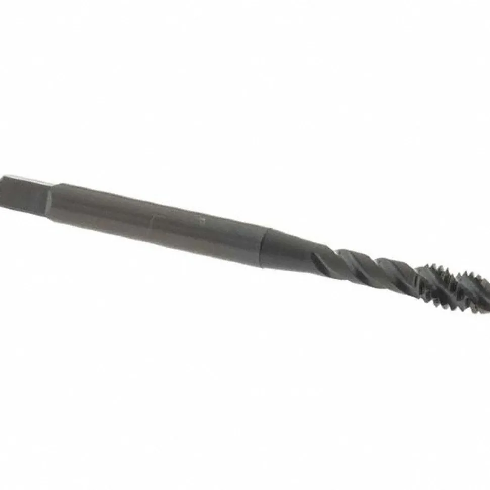 Spiral Flute Tap: #8-32, UNC, 3 Flute, Modified Bottoming Chamfer, 2B Class of Fit, Vanadium High-Speed Steel, Oxide Finish