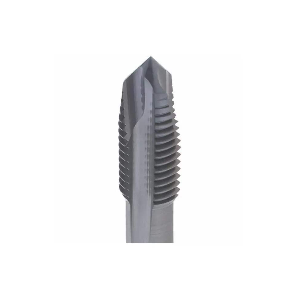 Spiral Point Tap: M6x1 Metric Coarse, 3 Flutes, Plug Chamfer, 6H Class of Fit, Powdered Metal HSS, V Coated