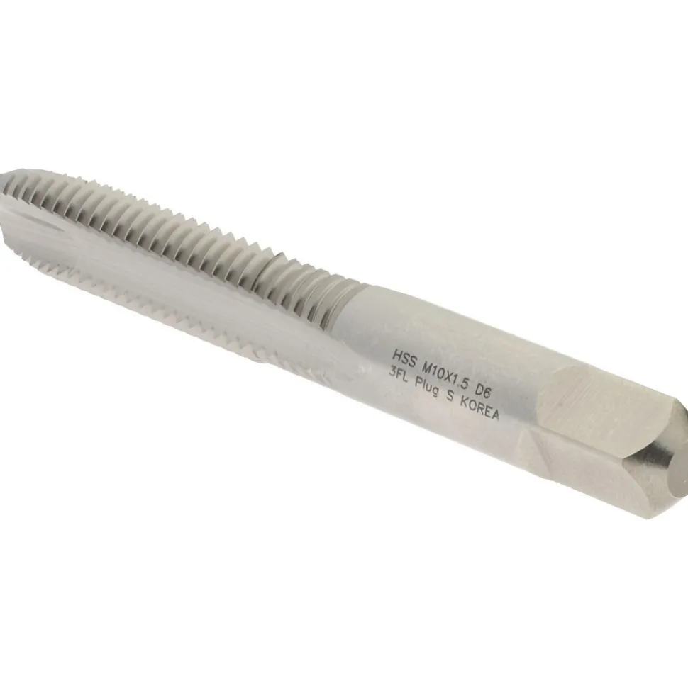 Spiral Point Tap: M10x1.5 Metric Coarse, 3 Flutes, Plug Chamfer, 6H Class of Fit, HSS