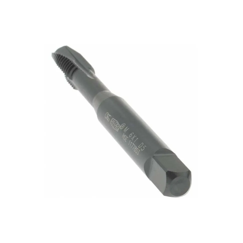 Spiral Point Tap: M6x1 Metric, 3 Flutes, Plug Chamfer, 6H Class of Fit, HSS-E Vanadium, Steam Oxide Coated