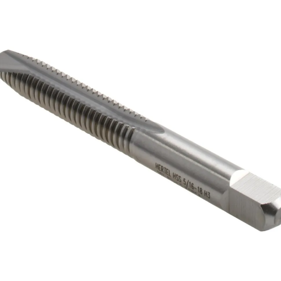 Spiral Point Tap: 5/16-18 UNC, 2 Flutes, Plug Chamfer, 3B Class of Fit, HSS, Bright/Uncoated Coated